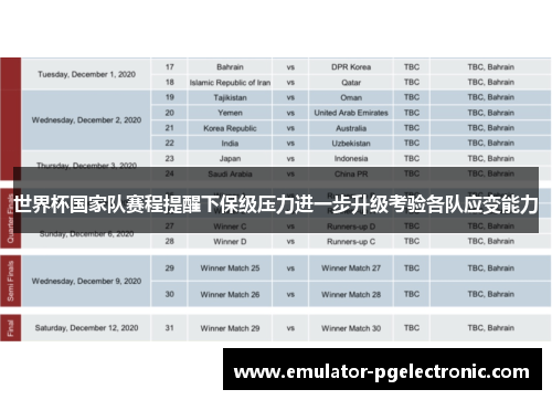 世界杯国家队赛程提醒下保级压力进一步升级考验各队应变能力 世界杯国家队赛程提醒下保级压力进一步升级考验各队应变能力